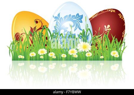 Easter eggs in the grass Stock Vector