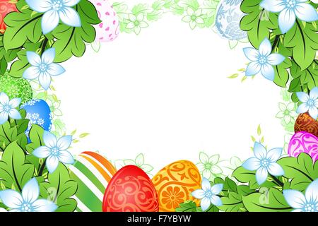 Flower Frame with Easter Eggs Stock Vector