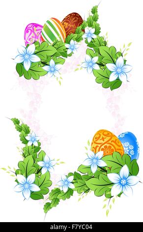 Flower Frame with Easter Eggs Stock Vector