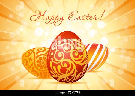 Easter Background with Decorated Eggs Stock Vector
