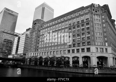 A normal day in Canary Wharf, one of the two financial center of London Stock Photo