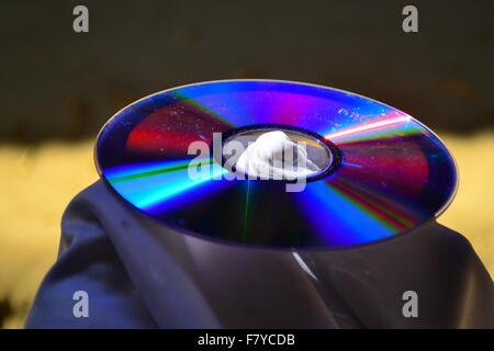 Surface of a DVD CD reflecting lights of different wavelengths Stock Photo