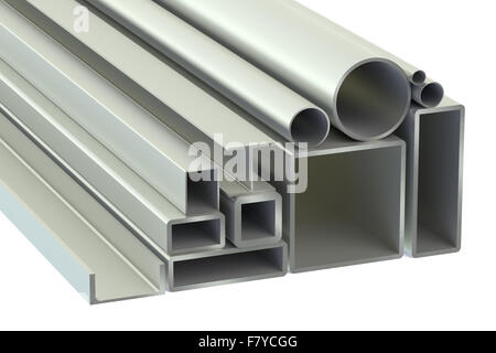 Stack of Rolled Metal Products isolated on white background Stock Photo