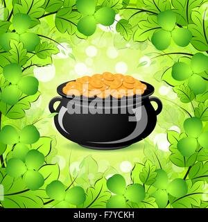 St. Patricks Day Cauldron with Gold Coins Stock Vector