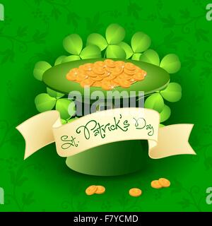 St. Patricks Day Card with  Leprechaun Hat Stock Vector