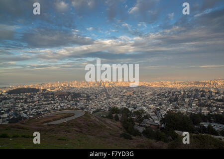 Panoramic views of San Francisco from the Twin Peaks Stock Photo