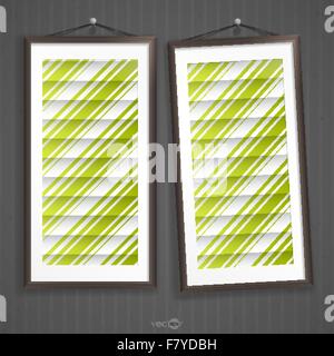 Two  Frames Of Picture On A Striped Old Wall Stock Vector