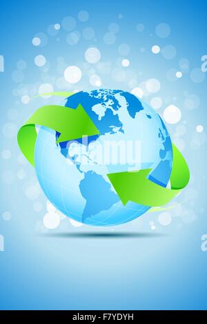 Planet Earth with Green Arrows Stock Vector
