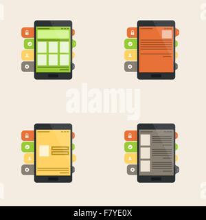 Set of flat  interface concept for web and mobile phone services Stock Vector