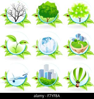 Green Icon Set Stock Vector