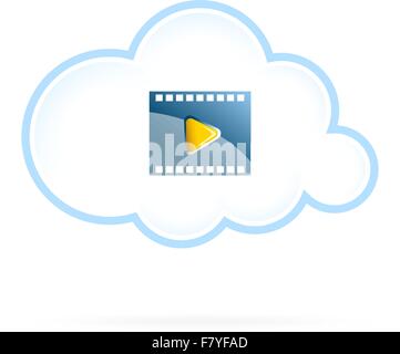Cloud Movie Storage Icon Stock Vector