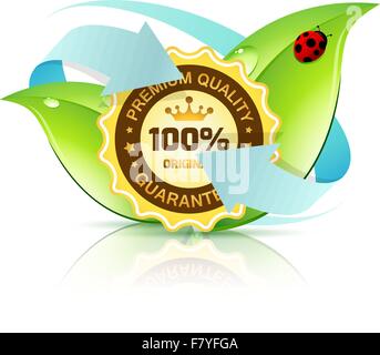 Premium Quality Label with Leaves Stock Vector