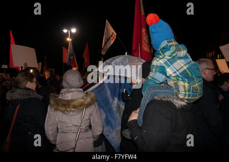 Berlin, Germany. 3rd December, 2015. Demonstration against German military intervention in Syria. Stock Photo