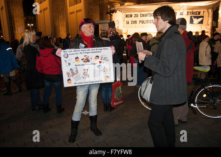 Berlin, Germany. 3rd December, 2015. Demonstration against German military intervention in Syria. Stock Photo