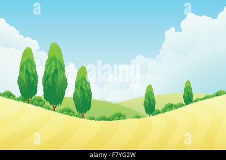 Landscape with Green trees Stock Vector