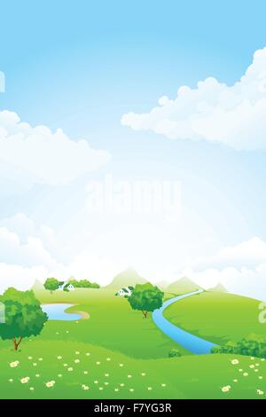 Green Landscape with Tree Stock Vector Image & Art - Alamy