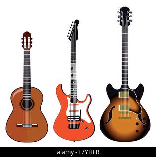 three guitars Stock Vector