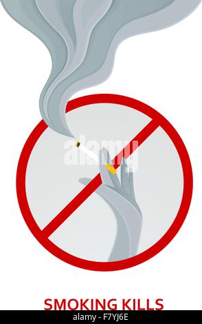 Silhouette of the hand holding a cigarette Stock Vector