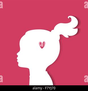 Child head with heart Stock Vector