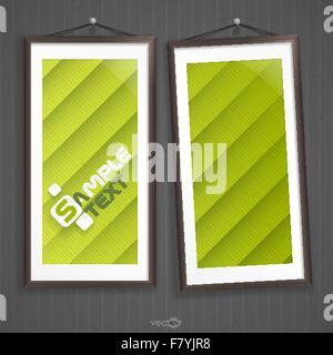 Two  Frames Of Picture On A Striped Old Wall Stock Vector