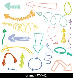 Vector set of hand drawn arrows illustration Stock Vector
