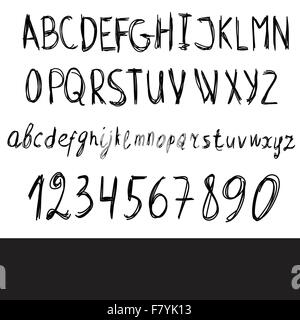 Hand drawn vector alphabet. Brush script font. Isolated lower case ...