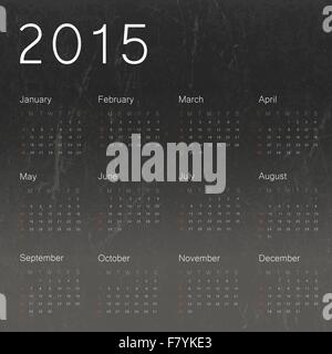 Calendar 2015 on black chalkboard background.Vector Stock Vector
