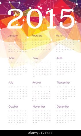 Calendar 2015 with triangles design, vector Stock Vector