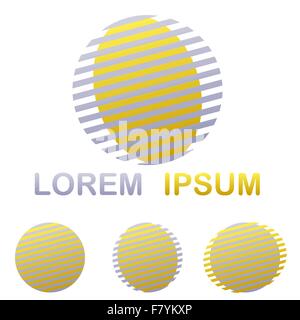 Silver and golden striped circle logo design set Stock Vector