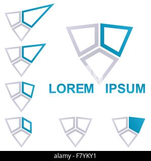 Blue technology symbol logo design set Stock Vector