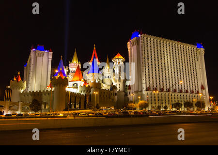 The Excalibur hotel in Las Vegas at night Stock Photo