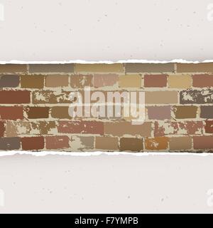 Torn paper on brick wall background. Vector Stock Vector
