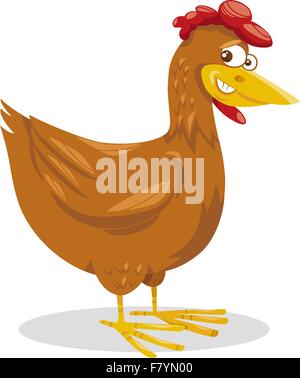 hen farm animal cartoon illustration Stock Vector