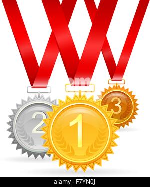 Three medals for awards Stock Vector