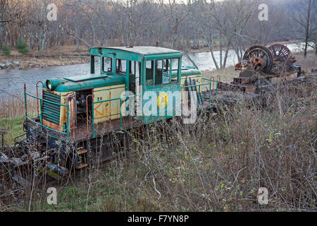 Cass, West Virginia - Railroad equipment that is no longer used at Cass Scenic Railroad State Park. Stock Photo