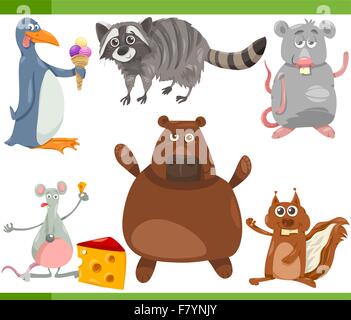 wild animals cartoon set illustration Stock Vector