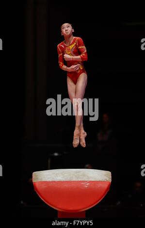 Glasgow, Scotland, UK. 27th Oct, 2015. YI MAO from China competes on vault during the women's team finals of the 2015 World Gymnastics Championships held in Glasgow, United Kingdom. China won second place behind the United States. © Amy Sanderson/ZUMA Wire/Alamy Live News Stock Photo