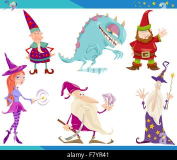 Cartoon Fantasy Characters Set Stock Vector