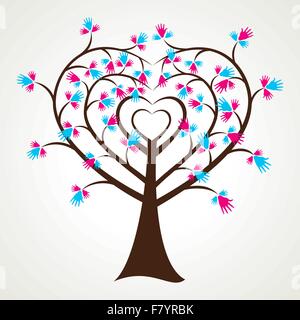 abstract heart shape hand tree stock vector Stock Vector