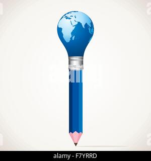 world map bulb pencil stock vector Stock Vector
