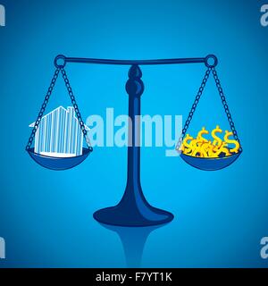 weighing your home with lots of money Stock Vector