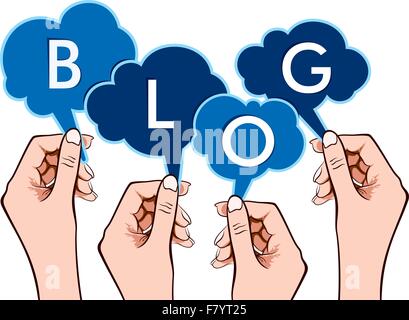 BLOG word in hand Stock Vector