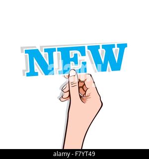 new sticker in hand Stock Vector