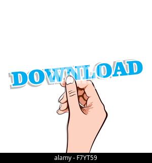download  label in hand Stock Vector
