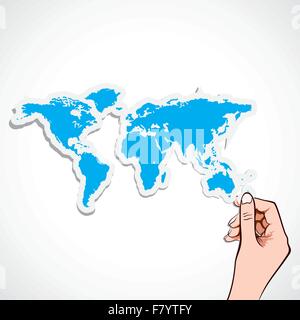 blue map icon in hand Stock Vector