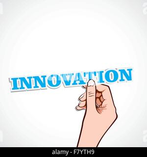 innovation word in hand Stock Vector