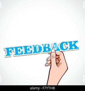 feedback word in hand Stock Vector
