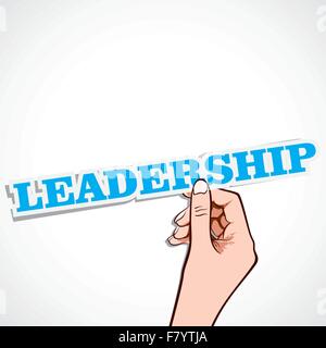 leadership word in hand Stock Vector