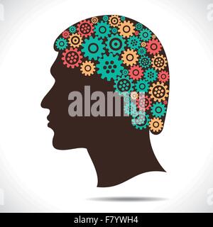 color gear in human head Stock Vector