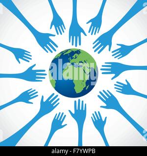 every hand save the earth Stock Vector